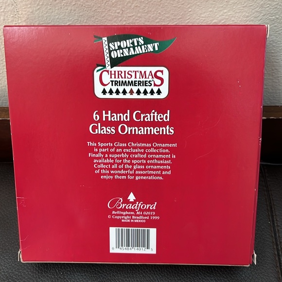 Handcrafted Glass Sports Christmas Ornaments Set of 6 - Picture 5 of 7